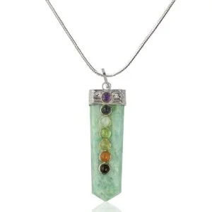 Green Flourite Seven Chakra Bridge Pendant