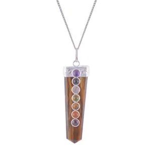 Tiger Eye Seven Chakras Brigde Pendant