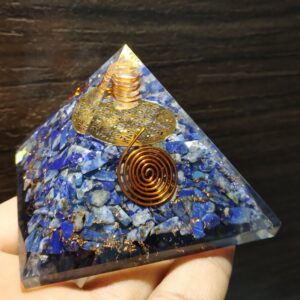 Orgone Lapis Lazuli Copper Layered Pyramid With Charge Crystal point