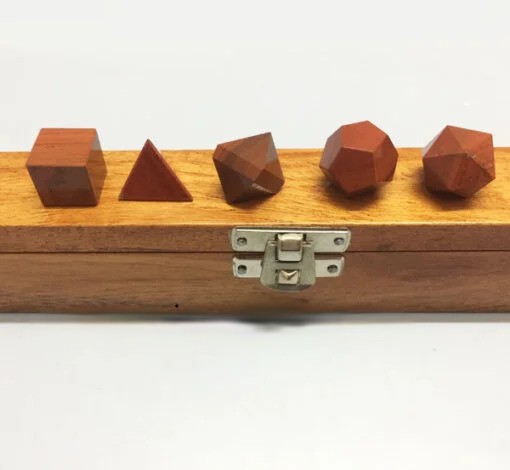 Red Jasper 5Pc Geometry Set With Wooden Box