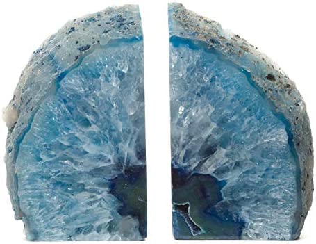 Blue Dyed Agate Natural Bookends