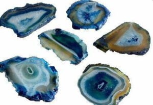 Blue Dyed Polished Natural Agate Slice