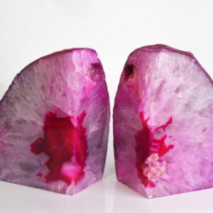 Lovely Rare Pink Agate Bookends with Natural Designs