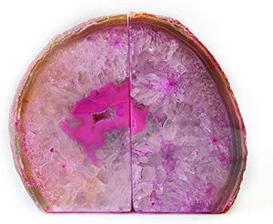 Pink Dyed Natural Agate Bookends