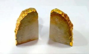 Yellow Dyed Natural Shape Agate Bookends