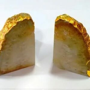 Yellow Dyed Natural Shape Agate Bookends