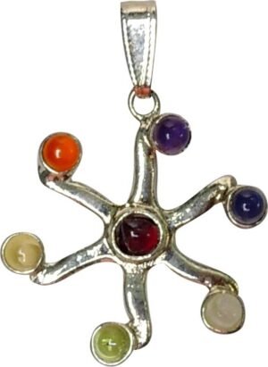 7 Chakra 5 Point Star Metal Pendants