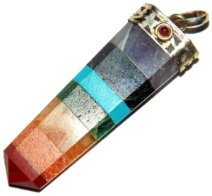 7 Chakra Bonded Flat Pencil Point Pendant with Garnet Gem