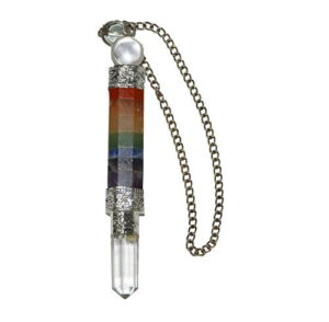 Bonded Flat 7 Chakra Healing Stick with Clear Crystals