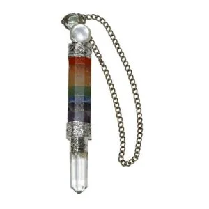 Bonded Flat 7 Chakra Healing Stick with Clear Crystals