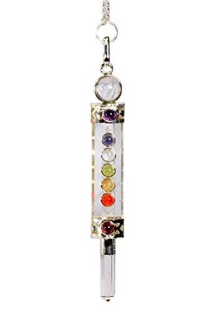 Clear Crystal Quartz 7 Chakra Healing Stick Cum Pendulum