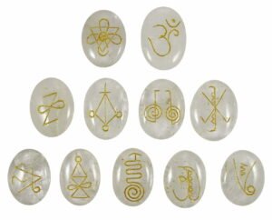 Clear Crystal Quartz Oval Reiki Set