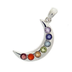 Half Moon Seven Chakra Healing Metal Pendant