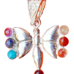 Seven Chakra Butterfly Shape Metal Pendant