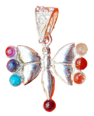 Seven Chakra Butterfly Shape Metal Pendant