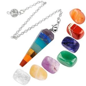 Seven Chakra Healing Bonded Faceted Pendulum