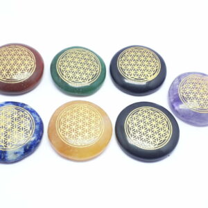 7pcs Natural Crystal Material Palm Polished Engraved Circle