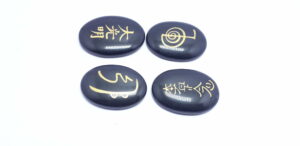 Black Stone Reiki Symbolic Carved Stones Set