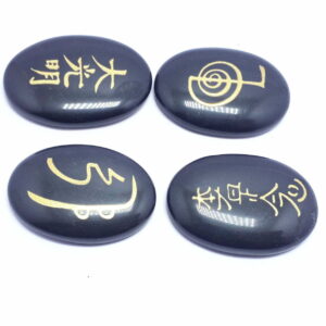 Black Stone Reiki Symbolic Carved Stones Set