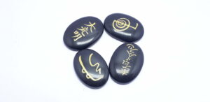 Black Stone Reiki Symbolic Carved Stones Set