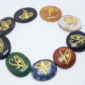 Mix Gemstone With Eye of RA Symbol Worry Stone