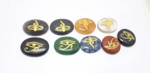 Mix Gemstone With Eye of RA Symbol Worry Stone