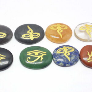 Mix Gemstone With Eye of RA Symbol Worry Stone
