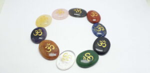 Mix Gemstone With OM Symbol Oval Shape Worry Stone