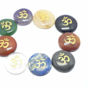 Mix Gemstone With OM Symbol Worry Stone