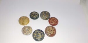 Seven Chakra Of Life Healing Round With Gold Engraved Symbols