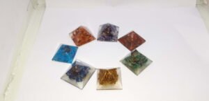Seven Chakra Orgone Crystal Pyramid of Onyx Dyed Crystal Multistone