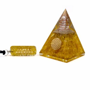 Citrine Orgonite Pyramid with Citrine pendent