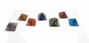 Seven Chakra Onyx orgone Pyramid Set of 7 Pyramids