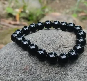 Obsidian Noir Elegance: Genuine Gemstone Bracelet Collection