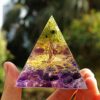 Tree of Life Amethyst Orgonite Pyramid for EMF Protection