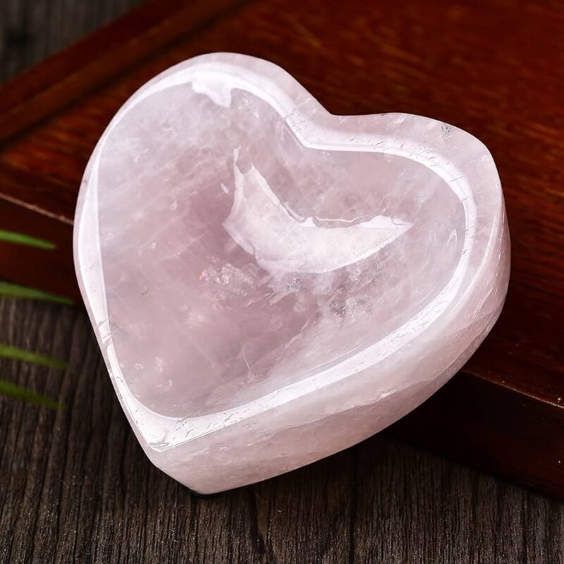 Radiant Love: Handcrafted Rose Quartz Heart Gemstone Bowl