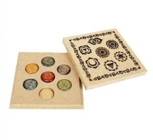 Wholesale Natural Stone Seven Chakra Engraved Healing Stones Set With Wooden Laser Engraved Box-Healing Crystal Set-Gemstone Engraved Chakra Sets