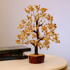Elevate Your Home with the Elegance of Golden Quartz Gemstone Chips Mineral Tree