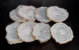 White salted Agate Coasters-Geode Crystal