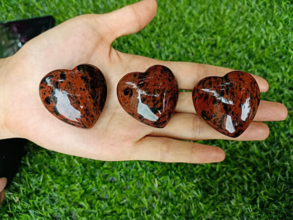 Hand Polished Beautiful Mahogany Obsidian Puffy Hearts