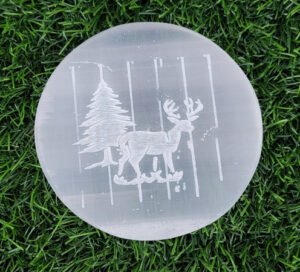 Wholesale Deer Christmas Engraved Selenite Plate
