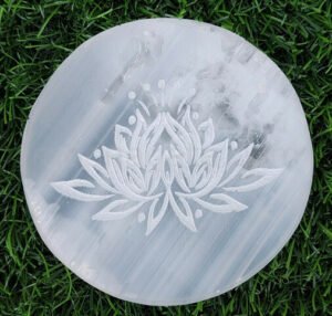 Lotus Engraved Selenite Plate
