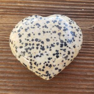 Natural Crystal Dalmatian Jasper Puffy Hearts