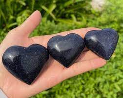 Natural Stone Blue Sandstone Gemstone Puffy Hearts-Polished Gemstone Hearts For Sale