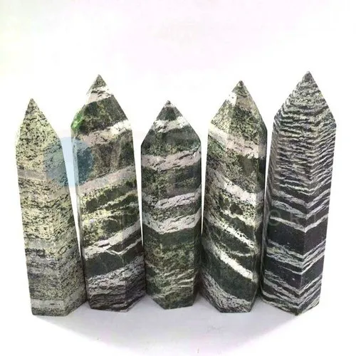 Natural Stone Green Zebra Jasper Healing Obelisk Points-Crystal Obelisk Points-Gemstone Obelisk Points