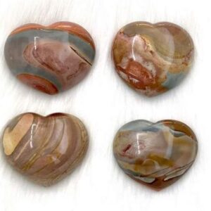 Natural Stone Polychrome Jasper Puffy Hearts-Polished Stone Hearts For Sale