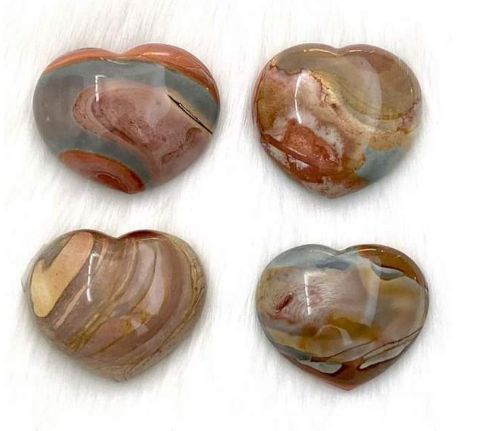 Natural Stone Polychrome Jasper Puffy Hearts-Polished Stone Hearts For Sale