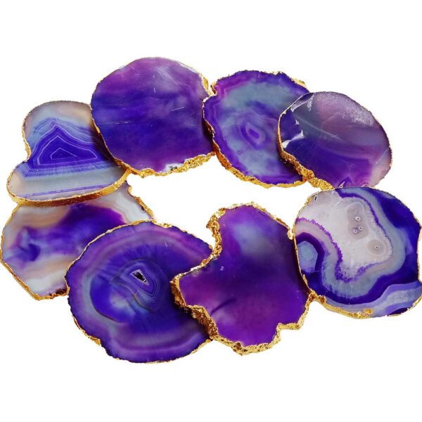 Natural Stone Purple Dyed Cup Coasters-Agate Coasters