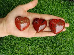Natural Stone Red Jasper Puffy Heart-Wholesale Puffed Hearts