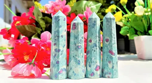 Natural Stone Ruby Fuchsite Healing Obelisk Points-Crystal Obelisk Points-Gemstone Obelisk Points